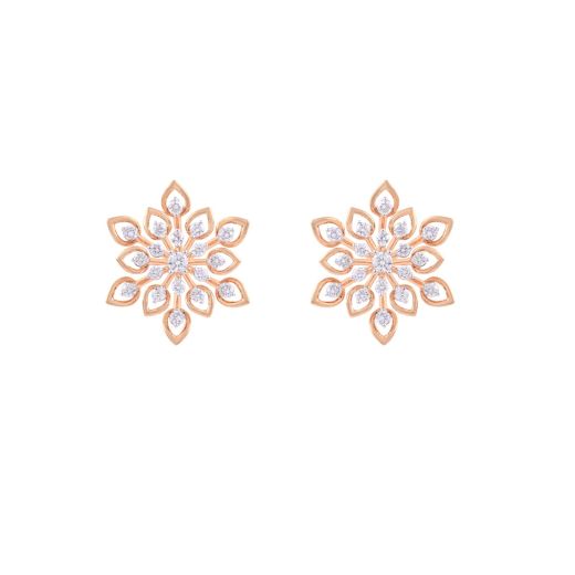 Floral Burst Rose Gold and Diamond Studs