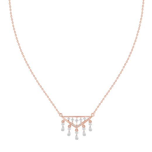 Dangling Rose Gold and Diamond Chain Necklace