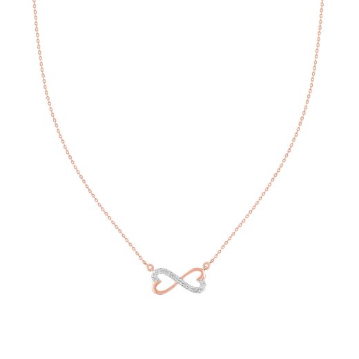 Infinity Design Diamond and Rose Gold Chain Necklace 