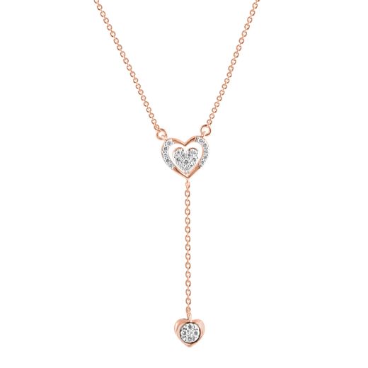 Heart Shaped Diamond Lariat Necklace