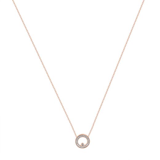 Round Signet Design Diamond Chain Necklace