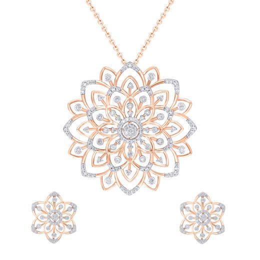 Flora Inspired Diamond Rose Gold Pendant Set
