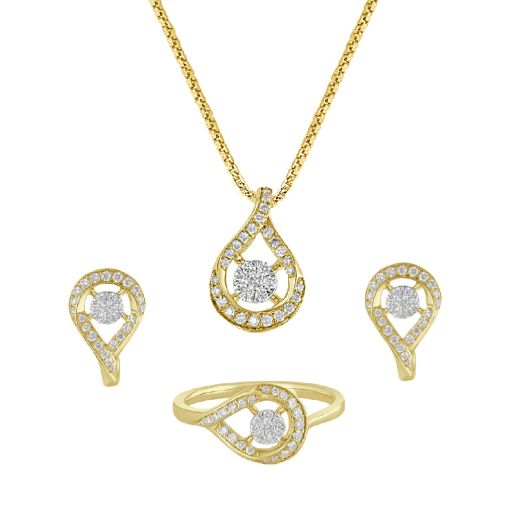 Sleek Drop Design Diamond Jewellery Set