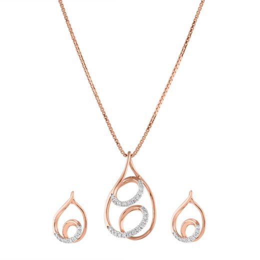 Breathtaking Swirl Design Diamond Pendant Set