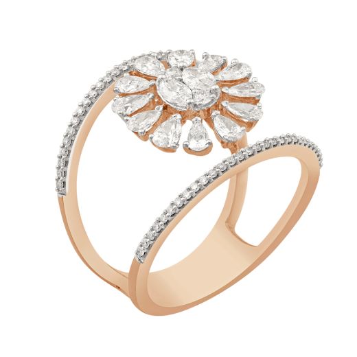 18KT Rose Gold Floral Diamond Ring