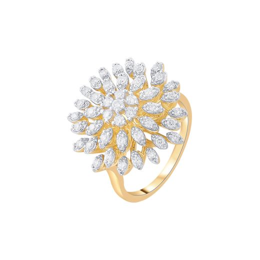 Elaborate Diamond Finger Ring in 18KT Yellow Gold