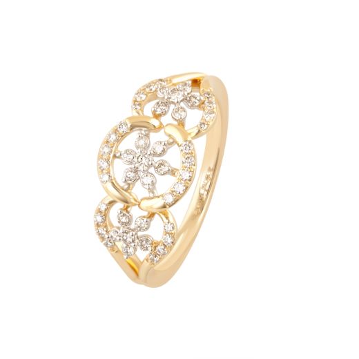 Crown Design Diamond Finger Ring in 18KT Yellow Gold