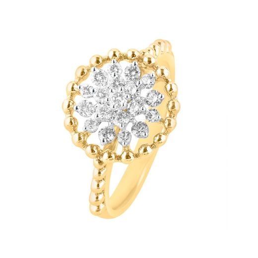 Round Shining Diamond Finger Ring in 18KT Yellow Gold