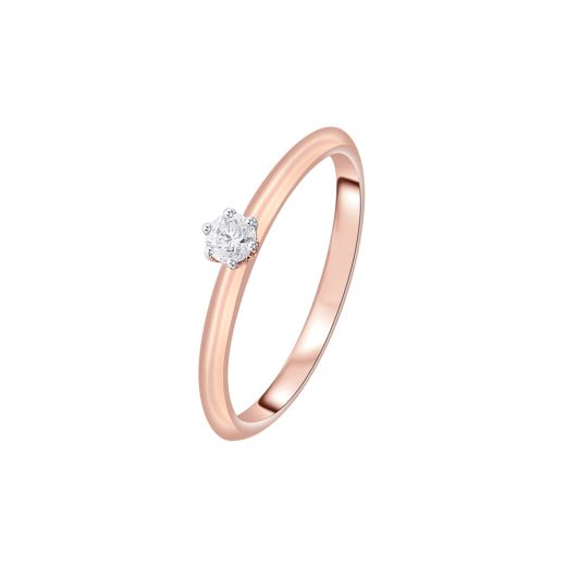Exquisite 18KT Rose Gold Solitaire Diamond Ring