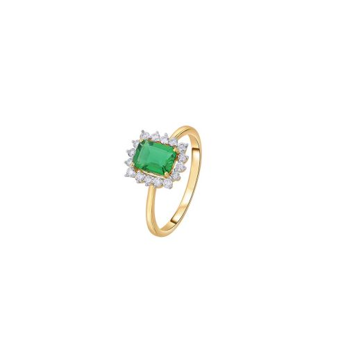 Spangled Emerald Halo Ring