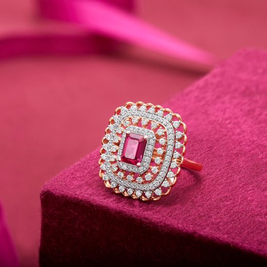 Resplendent Red Colorstone Diamond Cocktail Ring