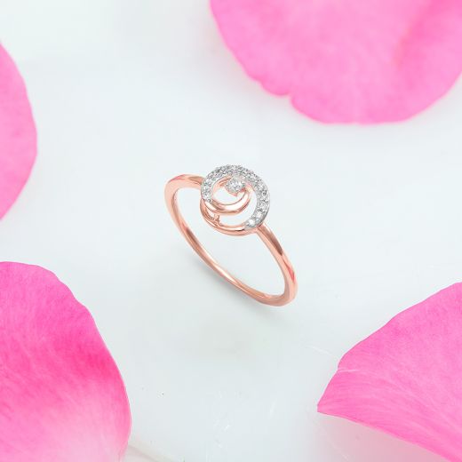 Circular Diamond and Rose Gold Finger Ring