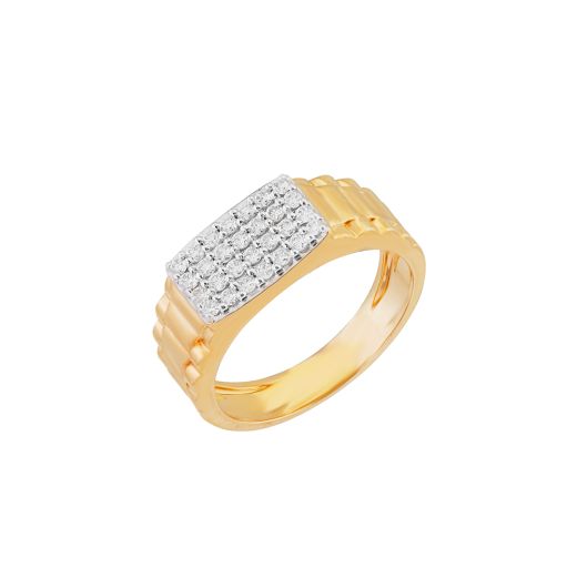 Scintillating Yellow Gold Diamond Men's Ring