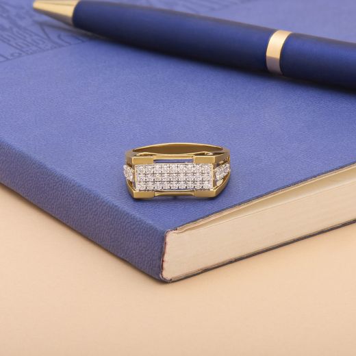 Radiant Diamond Studded Men's Finger Ring