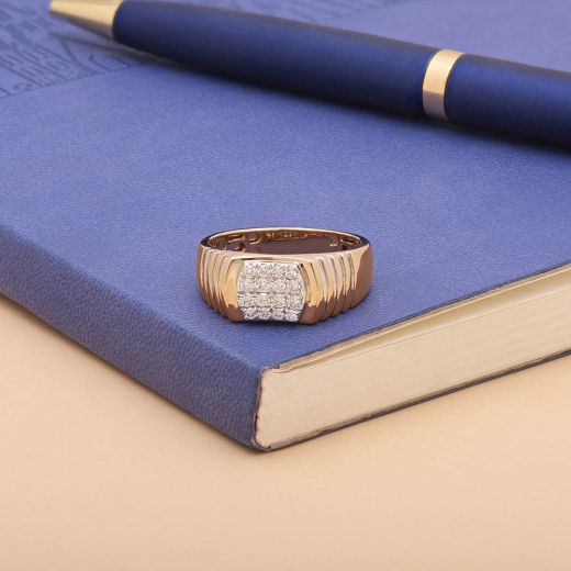 Textured Men's Diamond Finger Ring