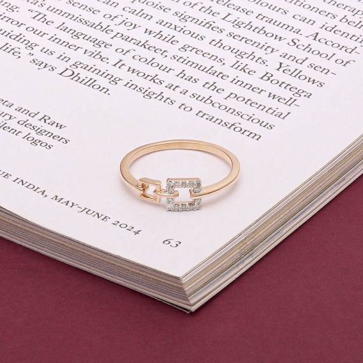Glossy Geometric Design Rose Gold Finger Ring