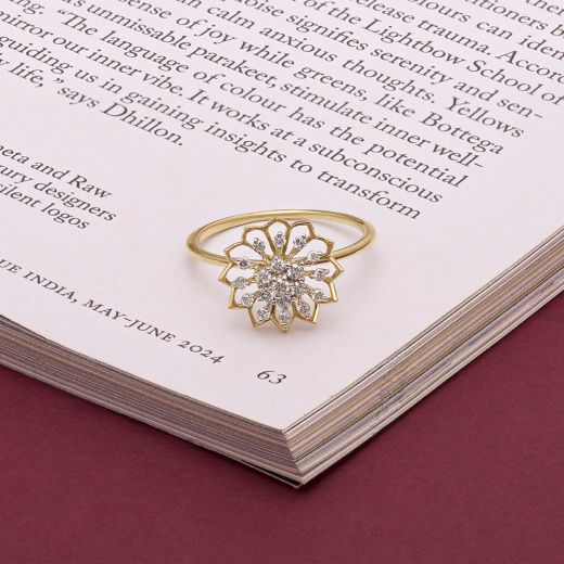 Captivating Flower Design Diamond Finger Ring