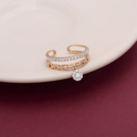 Scintillating 14Kt Rose Gold Finger Ring