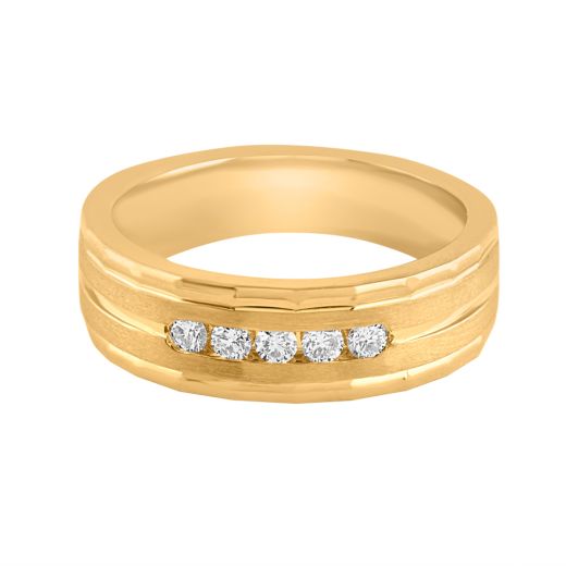 Refined Yellow Gold and Diamond Men's Finger Band