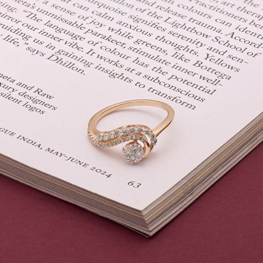 Curved Design Diamond Finger Ring