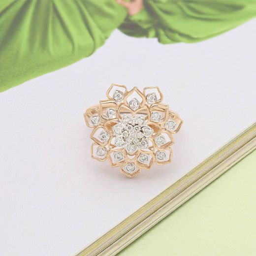 Glamorous Floral Diamond Finger Ring