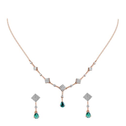 Captivating Geometric Design Diamond Necklace Set