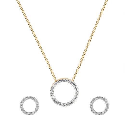 Glimmering Geometric Design Diamond Necklace Set