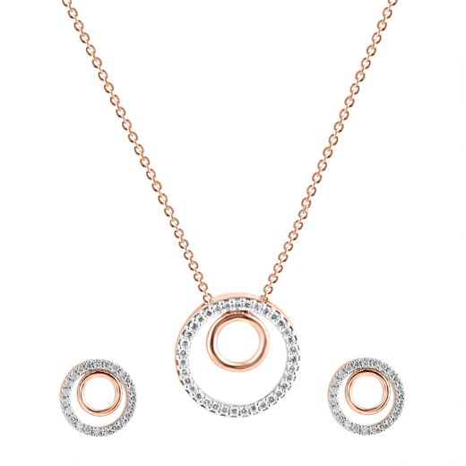 Stylish Comcentric Circular Diamond Necklace Set