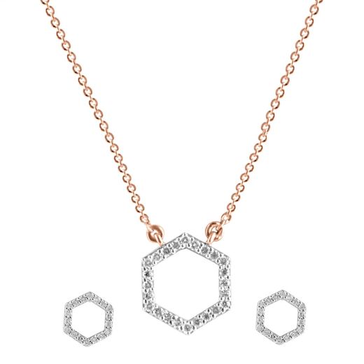 Quirky Diamond and Rose Gold Necklace Set