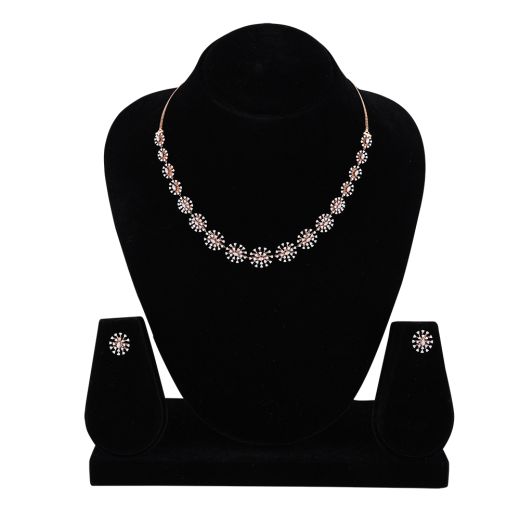 Dazzling Starburst Design Diamond Necklace Set