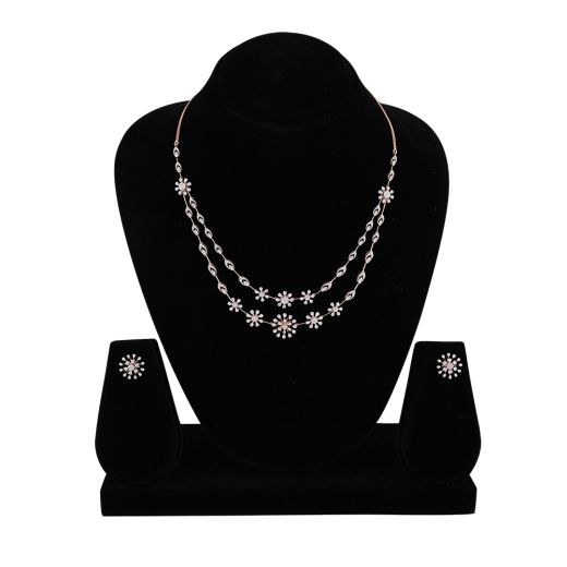 Gleaming Starburst Design Diamond Necklace Set