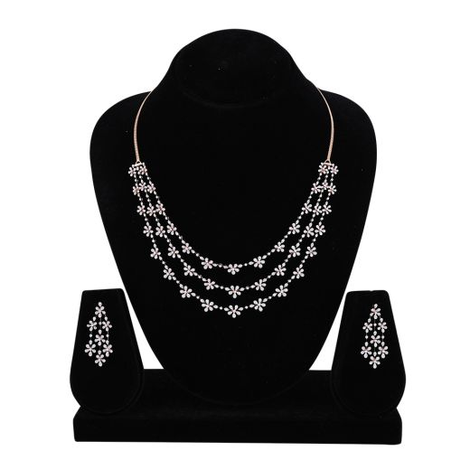 Dazzling Starburst Design Diamond Necklace Set