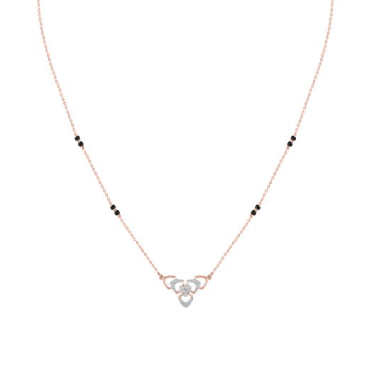 Floral Design Diamond and Rose Gold Mangalsutra