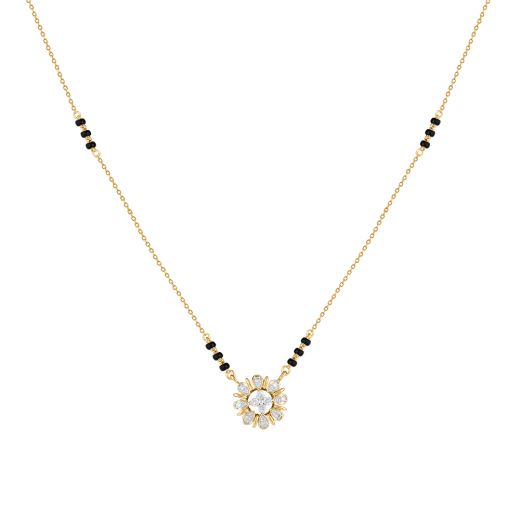 Floral Patterned Diamond Mangalsutra