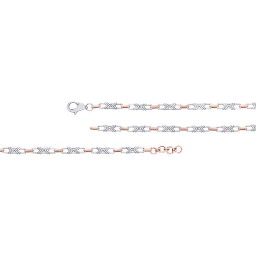 Contemporary Platinum and Rosegold Men's Chain 