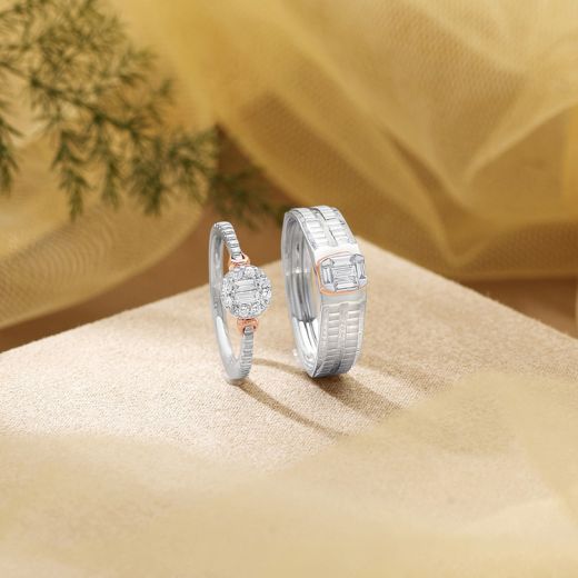 Soulmates Diamond and Platinum Couple's Finger Rings