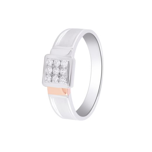 Bejewelled Platinum and Rose Gold Men's Finger Ring