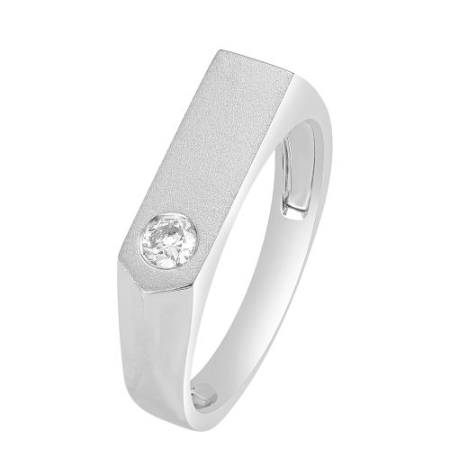 Stylish Solitaire Platinum Ring For Men