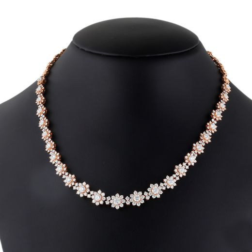 Floral Diamond Short Crown Star Necklace