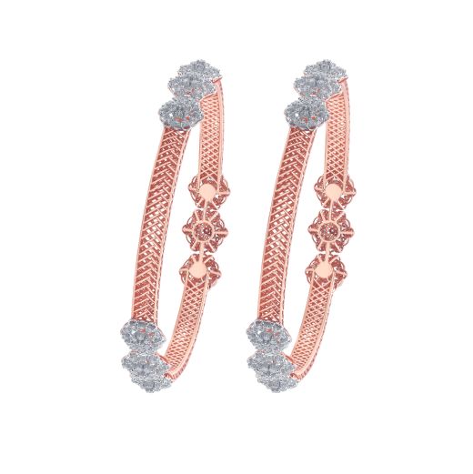 Floral Mesh Diamond Rose Gold Bangles Set of 2