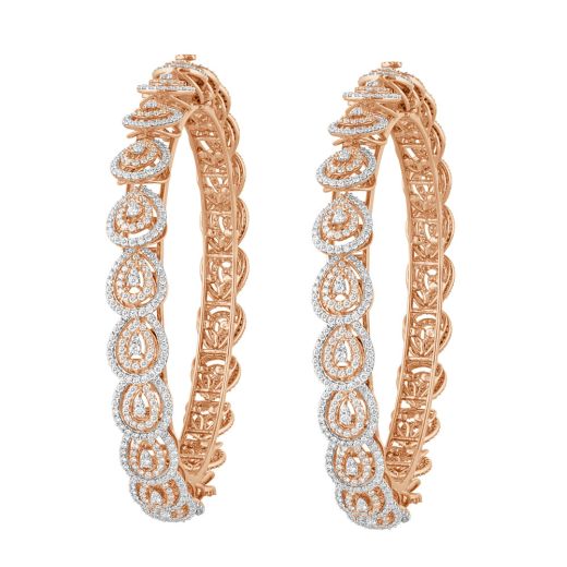 Teardrop Design 18KT Rose Gold Bangle Set of 2