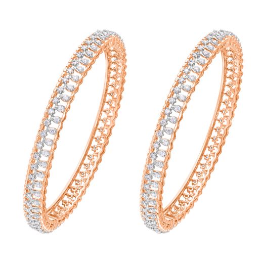 Diamond Bangle in 18KT Rose Gold Set of 2