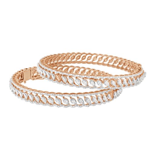 3-row Diamond Bangle Set of 2