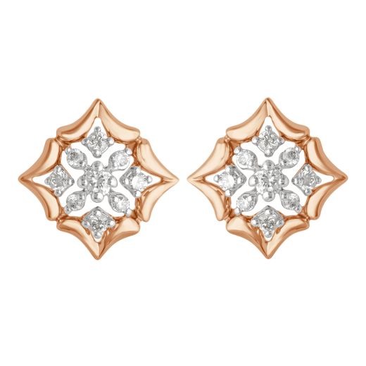 Diamond Design Earrings in 14KT Rose Gold