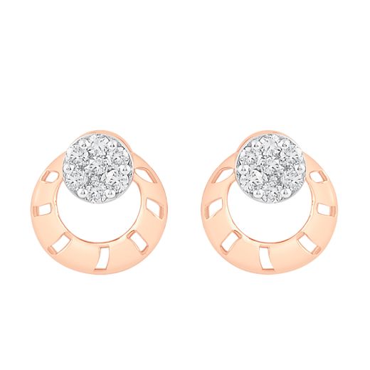 Round Diamond and Rose Gold Studs