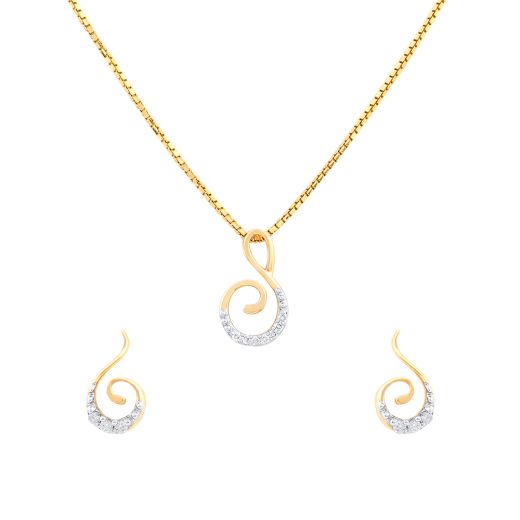 Musical Design Diamond Pendant and Earrings Set