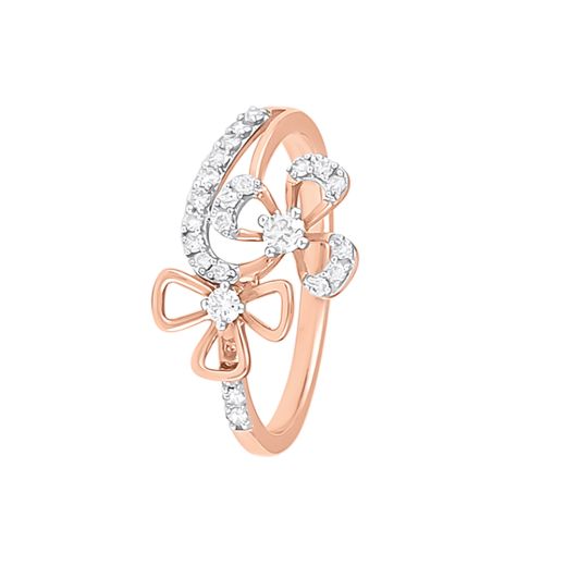 Floral Embellished Diamond Finger Ring