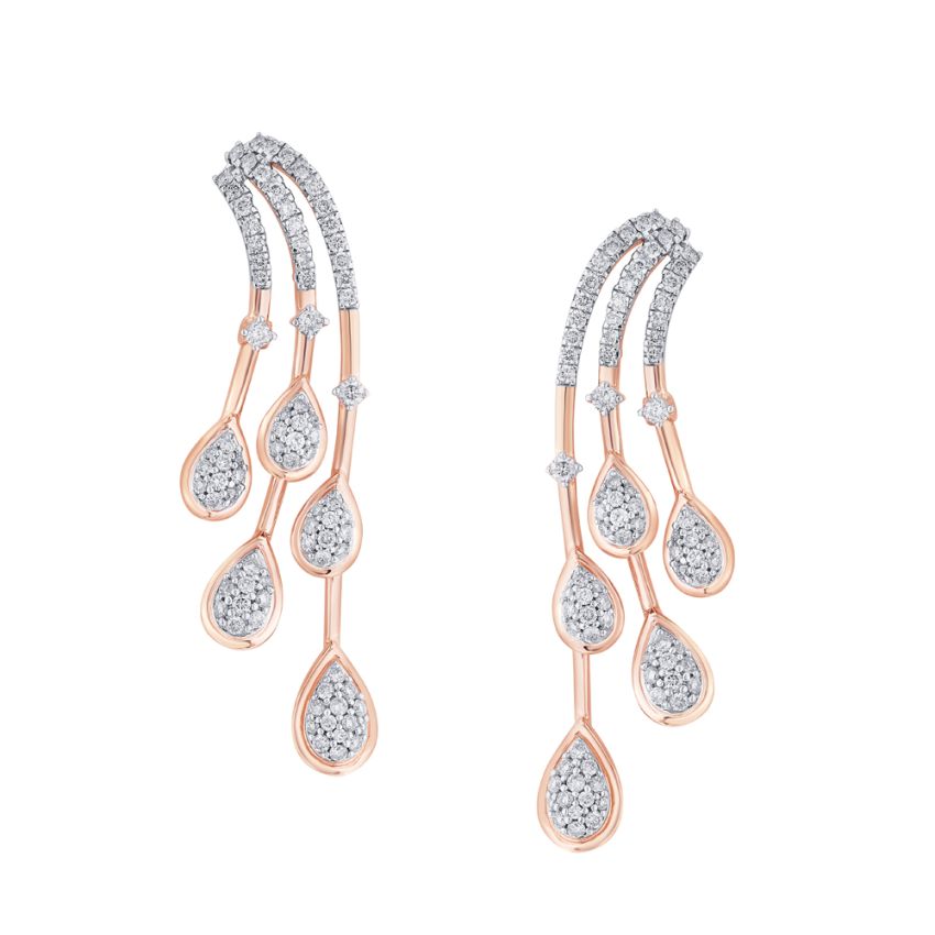 Rose gold diamond dangle earrings store