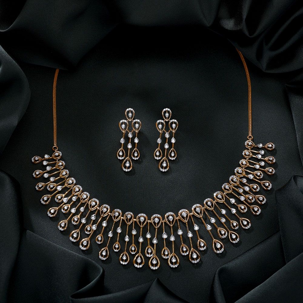 Round Diamond Bridal Necklace Set | Ouros Jewels