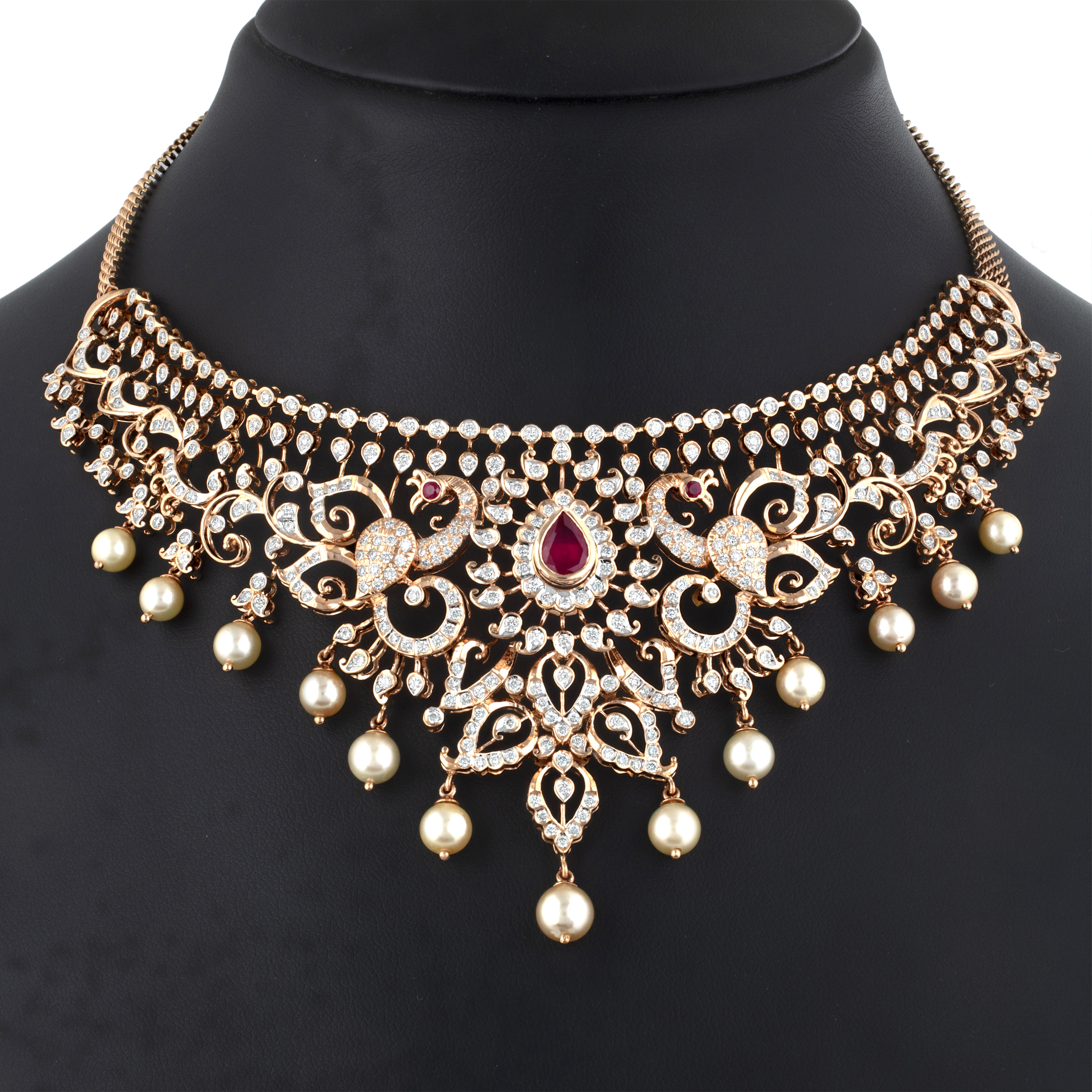 235-DN651 - 18K Gold '2 In 1' Diamond Choker Necklace With Color Stones &  South Sea Pearls | Choker necklace designs, Diamond choker necklace, Diamond  choker